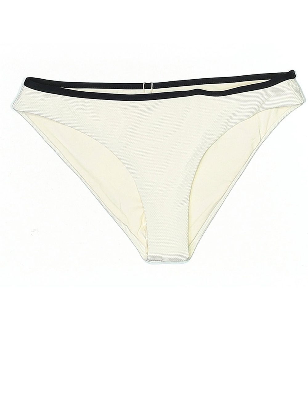 Eberjey Annia Textured Bikini Bottom XS NWT Ecru Black Trim Minimal Swim - Picture 2 of 4